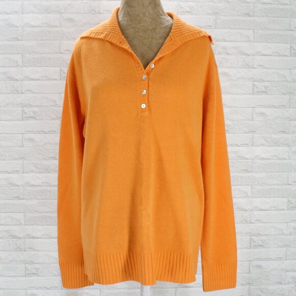 SHERRY TAYLOR Sweater Knit Oversized V-Neck Button Up Orange Plus Size 3X - Picture 1 of 13